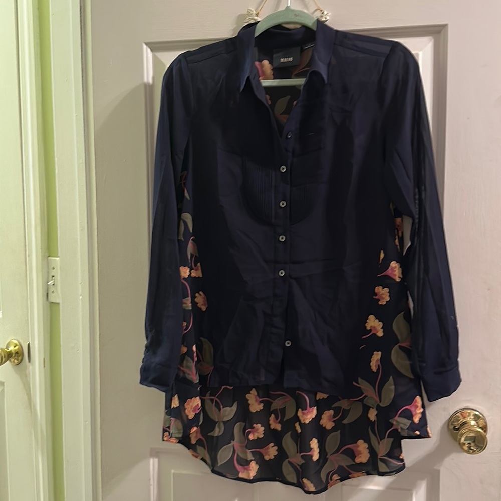 Anthropologie sheer lightweight floral button down